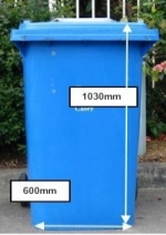 Recycling bin with dimensions