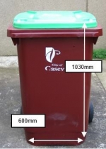 Garden waste bin with dimensions